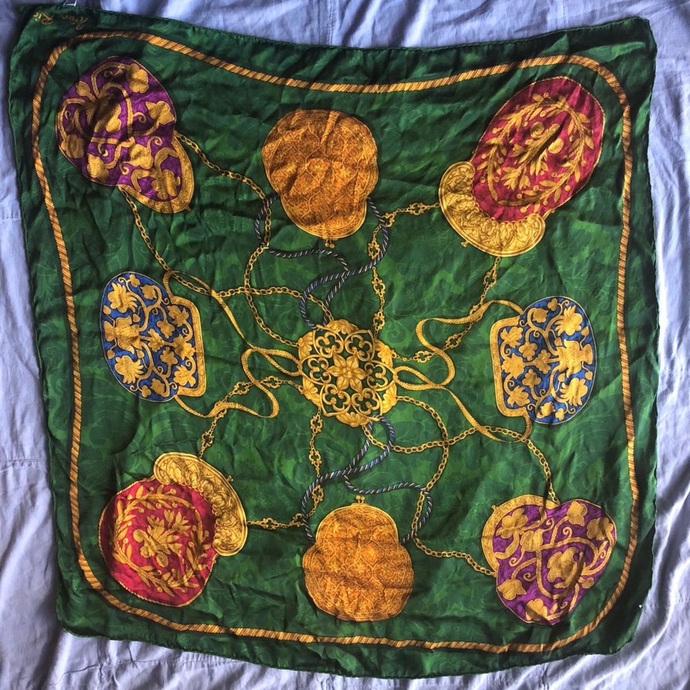 NINA RICCI Multicolor Silk Scarf Featuring Coin Purses